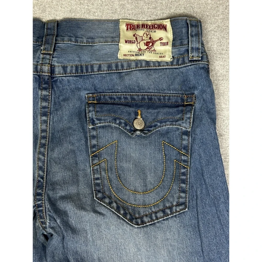 True Religion Ricky Jeans Mens 40 Straight Leg Made USA Originals Classic Denim